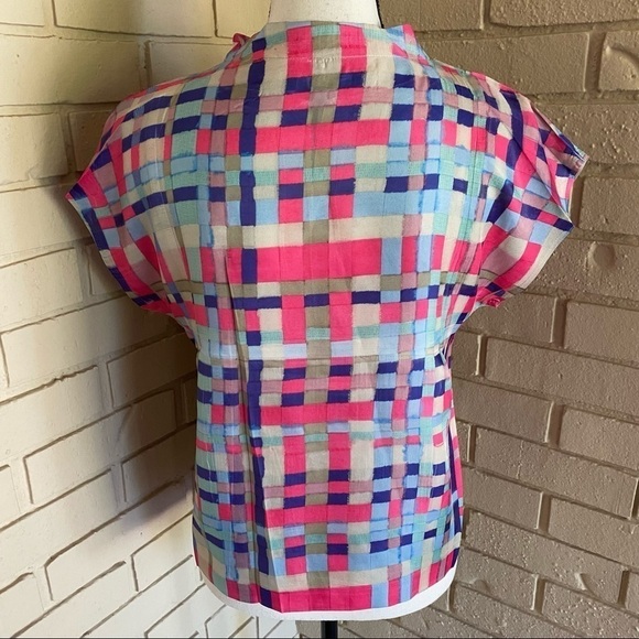 Cotélac France Watercolor Block Pattern Blouse - Picture 4 of 8